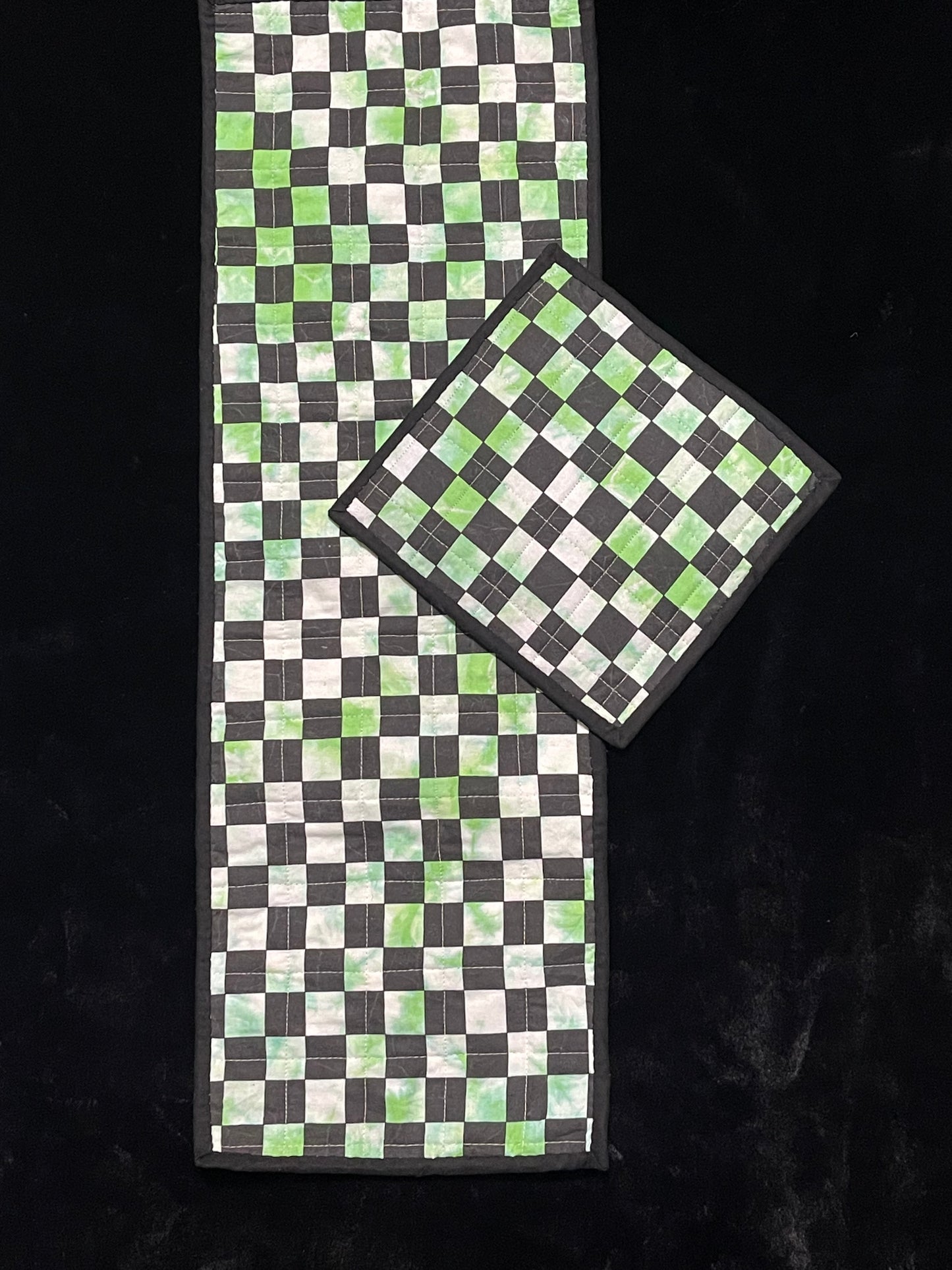 Green Tie-dye Checkered Quilt
