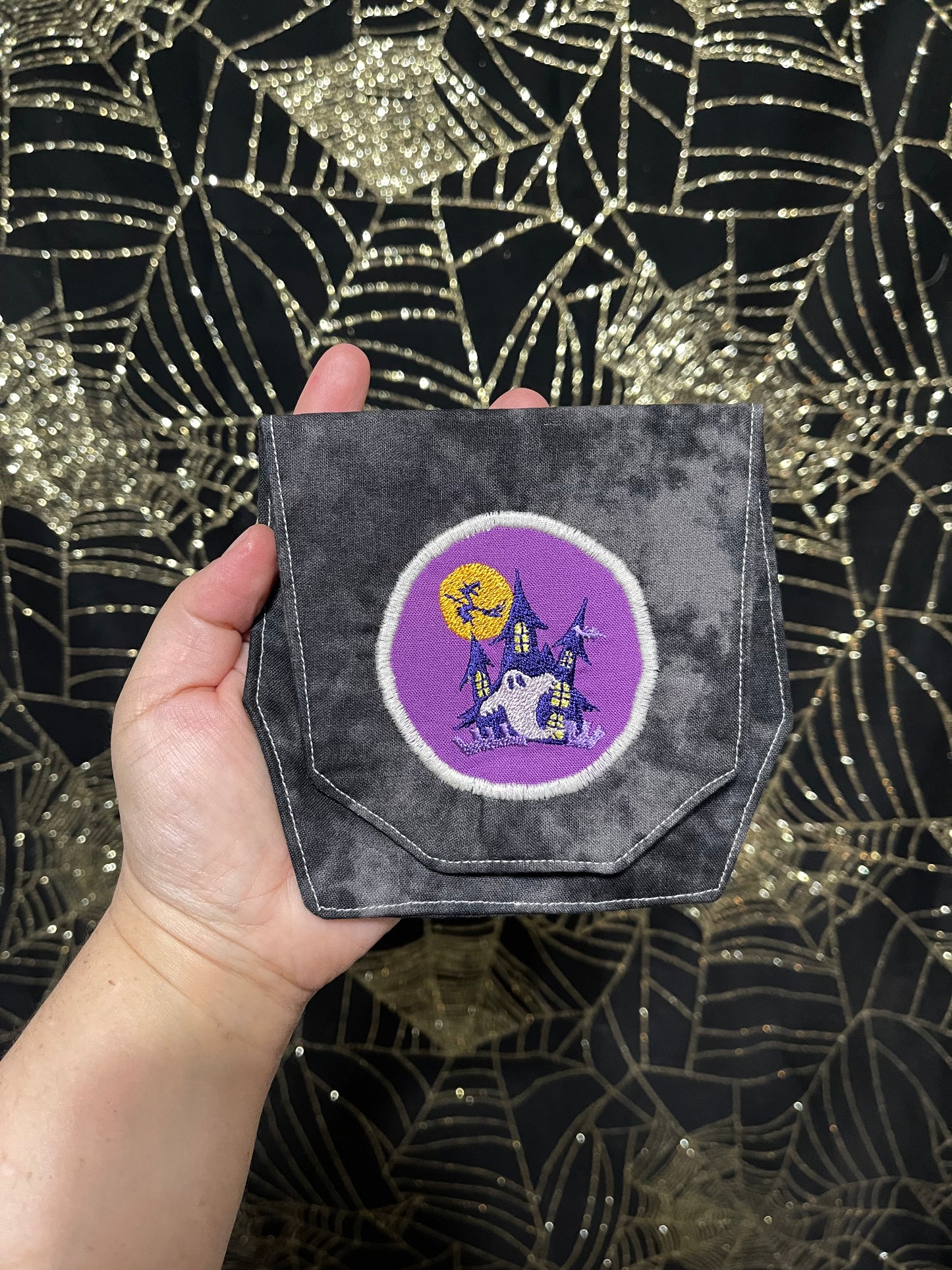 Embroidered Pouch - prototype - haunted house