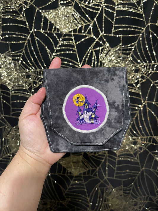 Embroidered Pouch - prototype - haunted house